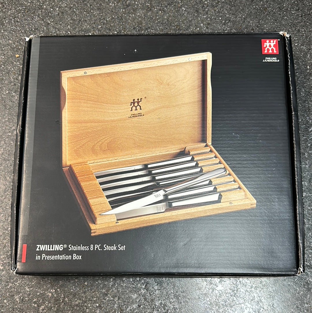 Zwilling 8 Piece Steak Knife Set with Wood Box