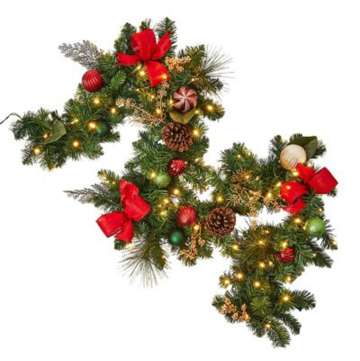 9FT Pre Lit Decorated Garland