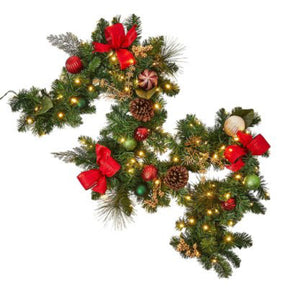 9FT Pre Lit Decorated Garland