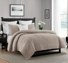 Swift Home Enzyme Washed Crinkle Quilted Bedspread