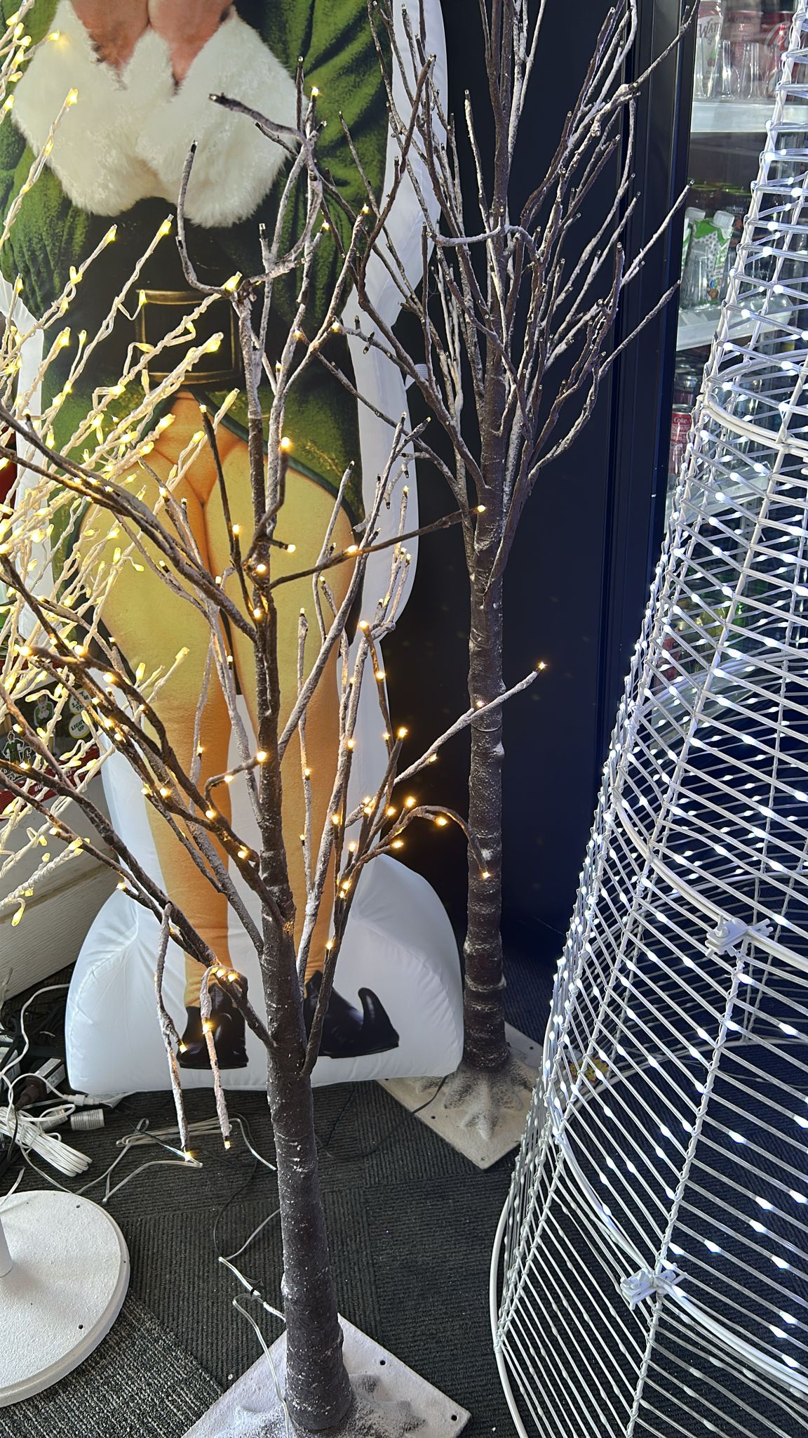 Brown Flocked Trees With LED Lights